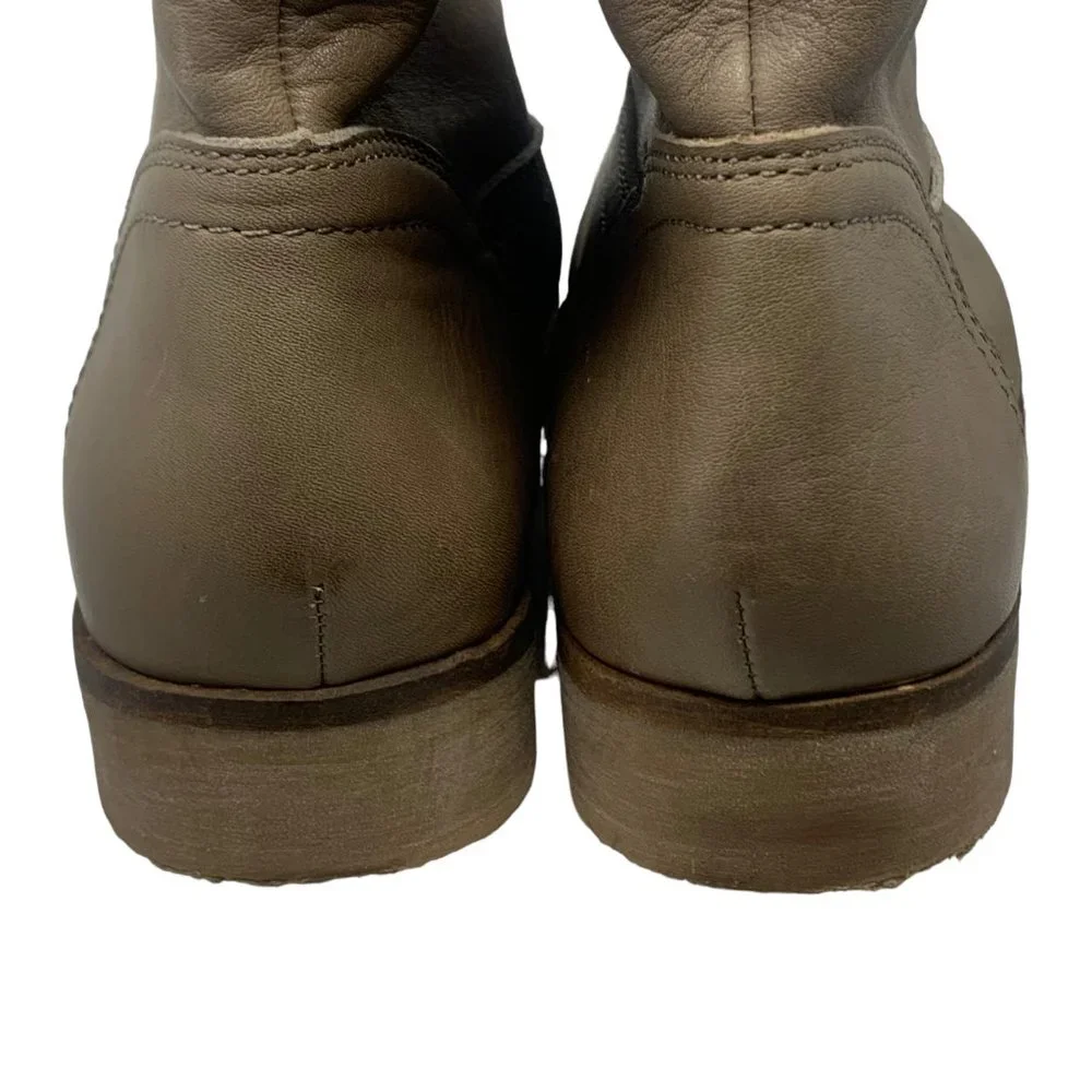 LUCKY BRAND Garmann Taupe Leather Pull‎ On Booties